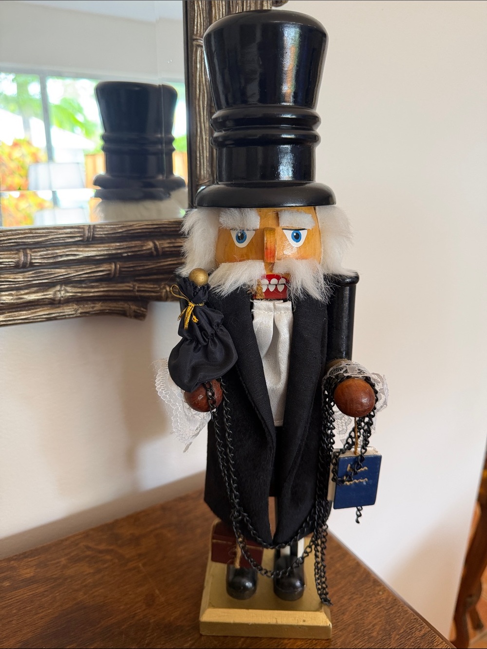 Vintage-Style Ebenezer Scrooge Victorian Wooden Nutcracker Size 15”